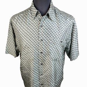 Silk UOMO by NAK Men's Silk Short Sleeve Shirt Button Up Size L